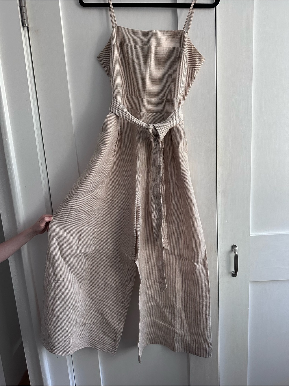 J. Crew Linen-Blend Wide-Leg Jumpsuit in Beige